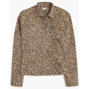 J.Crew Leopard Print Button Up Shirt CI762 Cashew Rustic Canoe Women Large L
